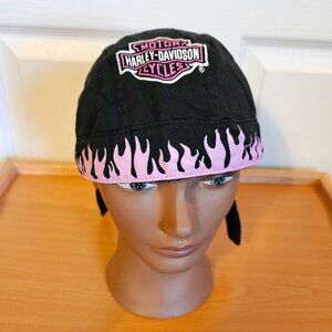 Harley Davidson Skull Doo Rag w/Pink Flames